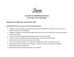 Requisitos Matriculas 2016 - Universidad Central del Ecuador