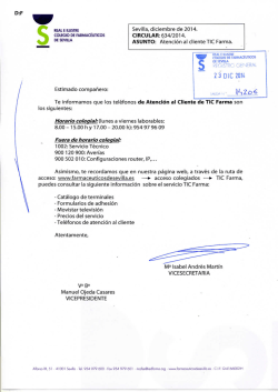 Atención al cliente TIC Farma. - Colegio de Farmacéuticos de Sevilla