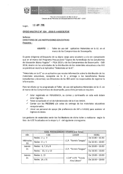 ASGESE ? taller de uso del aplicativo, materiales en las I.E.
