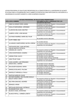 listado provisional de solicitudes presentadas en la convocatoria de