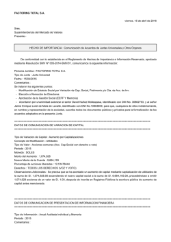 FACTORING TOTAL SA viernes, 15 de abril de 2016 Sres