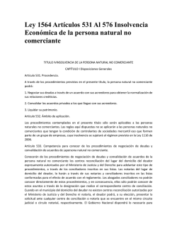 Ley 1564 Artículos 531 Al 576 Insolvencia Económica de la persona
