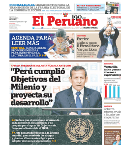 Perú cumplió Objetivos del Milenio y proyecta su desarrollo