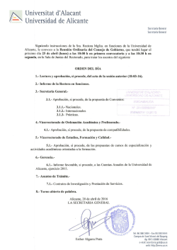 Convocatoria ordinaria del Consejo de Gobierno de 25-04-2016