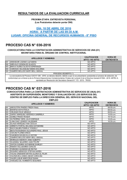 proceso cas n° 036-2016 proceso cas n° 037-2016