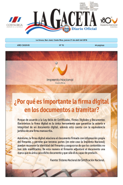 LA GACETA N&deg; 76 de la fecha 21 04 2016