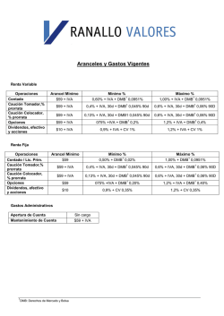 Aranceles - Ranallo Valores