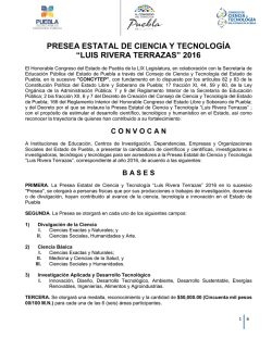 presea estatal de ciencia y tecnología “luis rivera terrazas” 2016