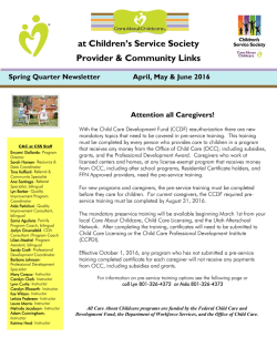 April-June 2016 Newsletter - Children`s Service Society