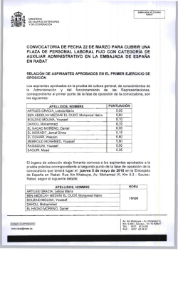 Resultados de la primera prueba para la plaza de personal laboral