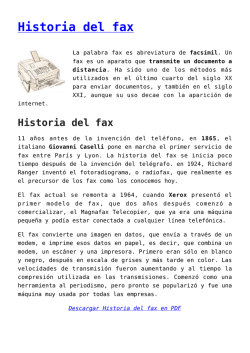 Descargar Historia del fax en PDF