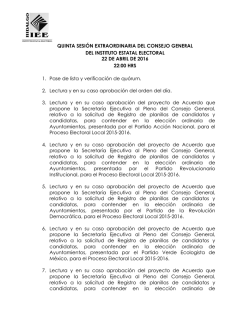 QUINTA SESIÓN EXTRAORDINARIA DEL CONSEJO GENERAL