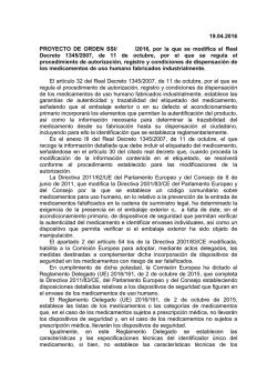 19.04.2016 PROYECTO DE ORDEN SSI/ /2016, por la que se