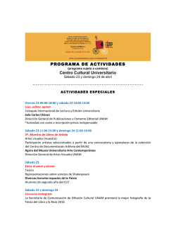 PROGRAMA DE ACTIVIDADES Centro Cultural Universitario