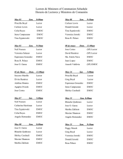 Lectors & Ministers of Communion Schedule Horario de Lectores y