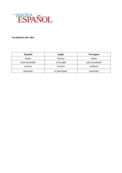Vocabulario del v&iacute;deo Espa&ntilde;ol Ingl&eacute;s Portugu&eacute;s