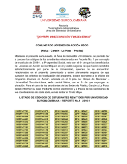 Códigos de los estudiantes relacionados en Reporte número 1