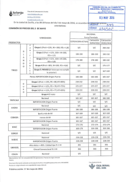 Comisión de precios de 3 de mayo de 2016