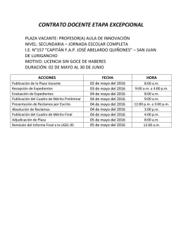 Plaza vacante IE N° 157 Cap. FAP José Abelardo