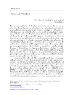 EDITORIAL MAD, N° 34 (2016) - Portal de Revistas Académicas de