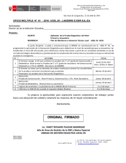Aplicación de la Prueba Diagnóstica del Nivel Primaria y
