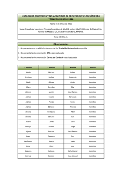 Listado de Admitidos Selección Técnicos Base 2016