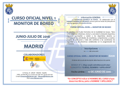 díptico curso oficial nivel 1 - Federación española de Boxeo