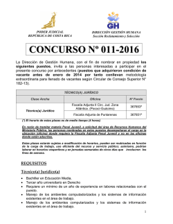 CONCURSO Nº 011-2016 - Poder Judicial de Costa Rica