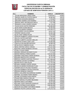 Listado de admitidos a la Especializaci&oacute;n en Alta Gerencia, a&ntilde;o 2016.