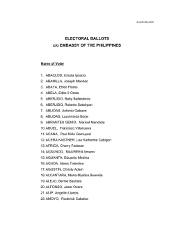 ELECTORAL BALLOTS c/o EMBASSY OF THE PHILIPPINES