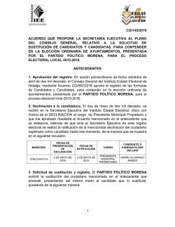 1 cg/145/2016 acuerdo que propone la secretaría ejecutiva al pleno