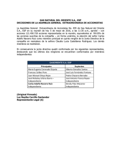 GAS NATURAL DEL ORIENTE S.A., ESP DECISIONES DE LA