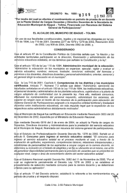 Decreto 0309 de 09 de Marzo de 2016