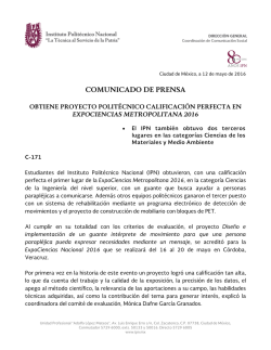 COMUNICADO DE PRENSA - Instituto Politécnico Nacional