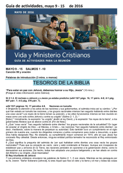 VIDA Y MINISTERIO CRISTIANOS MAYO 2