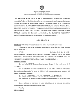 Acuerdo N° 12/2016 - Poder Judicial de Corrientes