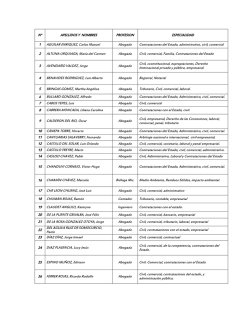 N° APELLIDOS Y NOMBRES PROFESION ESPECIALIDAD 1