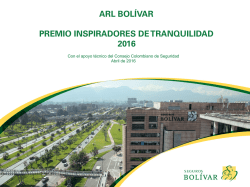ARL BOLÍVAR PREMIO INSPIRADORES DE TRANQUILIDAD 2016