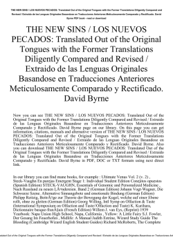 THE NEW SINS / LOS NUEVOS PECADOS: Translated Out of the