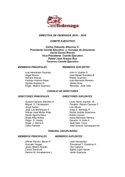 DIRECTIVA DE FEDENAGA 2016 – 2018 COMITÉ EJECUTIVO