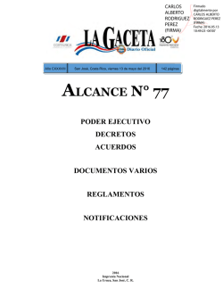 ALCANCE DIGITAL N° 77 a La Gaceta N° 92 de la fecha 13 05 2016