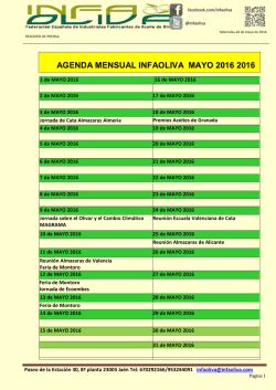 AGENDA MENSUAL INFAOLIVA MAYO 2016 2016