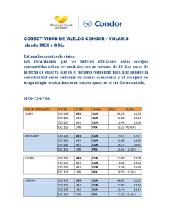 CONECTIVIDAD DE VUELOS CONDOR – VOLARIS desde MEX y