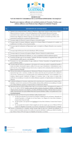 REQUISITOS DE CALIFICACION al DECRETO 29-89 para