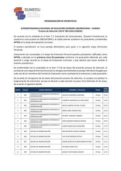 PROGRAMACIÓN DE ENTREVISTAS