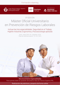 Máster Oficial Universitario en Prevención de Riesgos Laborales