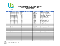 Primer Corte de Admisión Nuevos