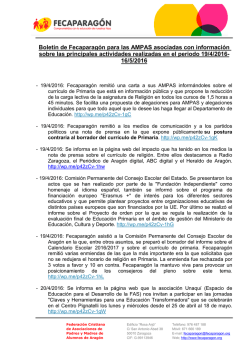 Boletín de Fecaparagón para las AMPAS asociadas con