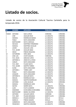 Listado de Socios. - Asociación Cultural