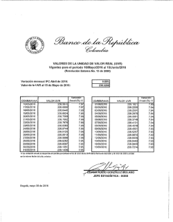 Page 1 VALORES DE LA UNIDAD DE VALOR REAL (UVR